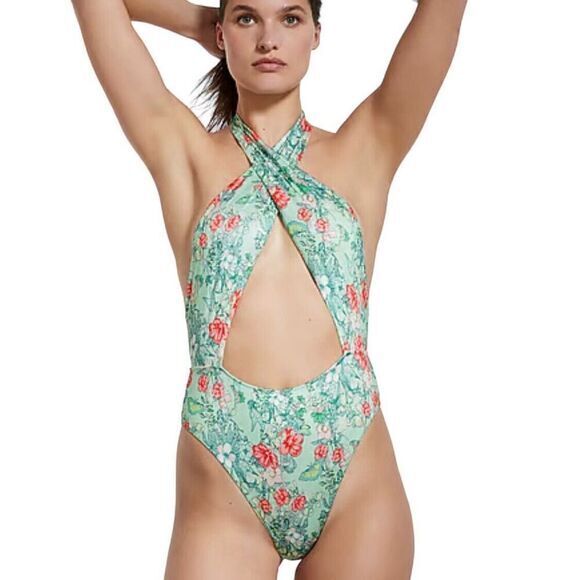 VICTORIA'S SECRET SWIM Women's One-Piece Swimsuit M Multicolor Floral Butterfly - Picture 2 of 16